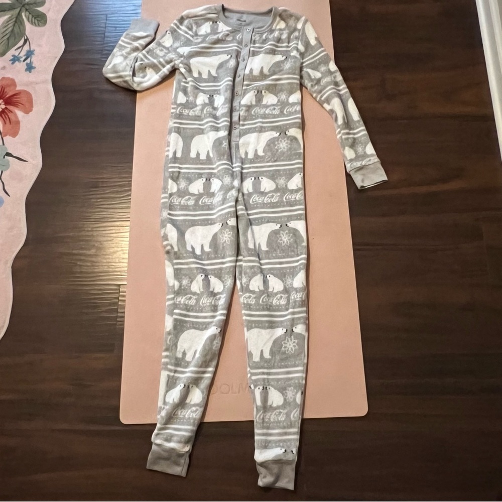 Gray Polar Bear Print One-Piece Pajamas